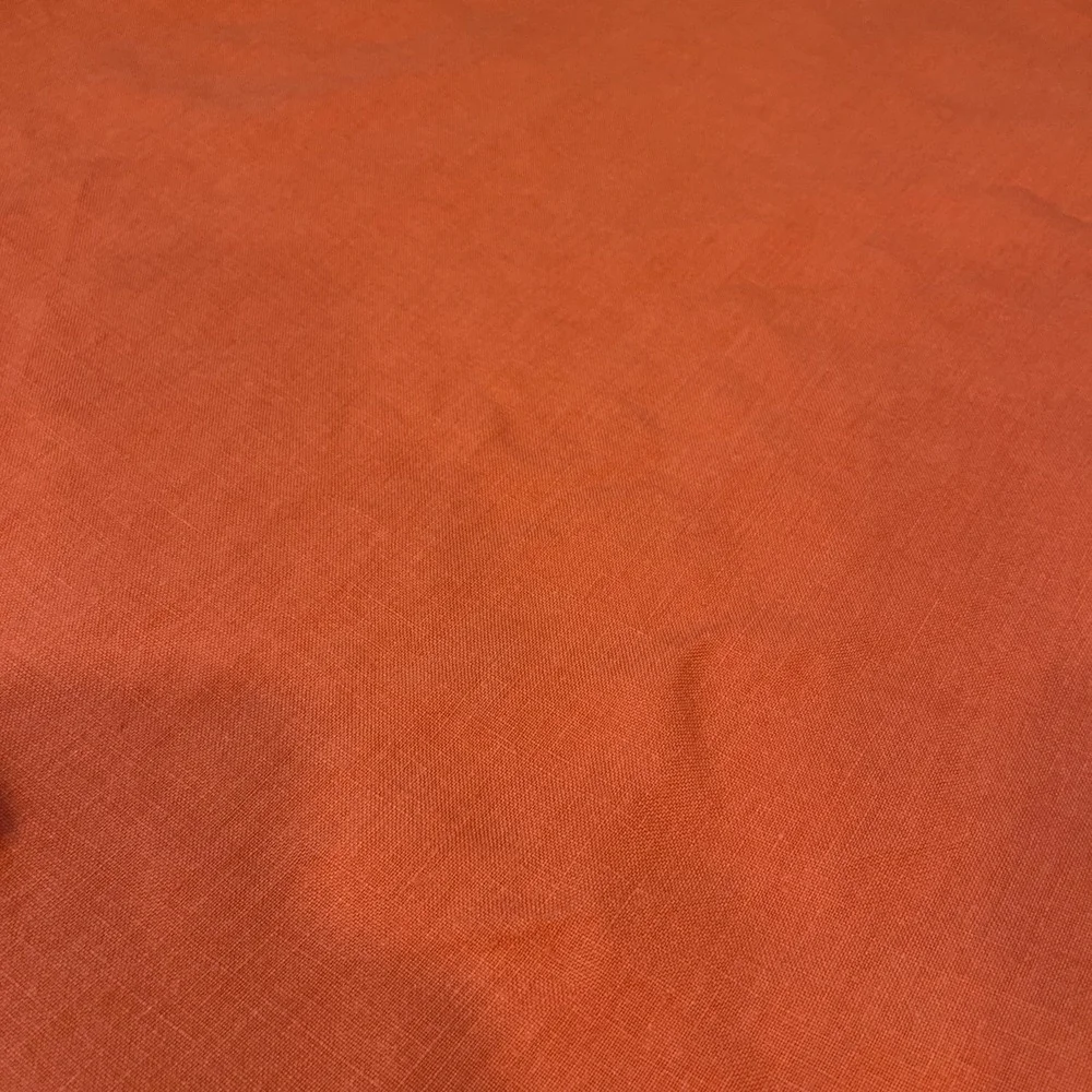 Vtg Burnt Orange Linen Tablecloth Set 6 Napkins Large 68x97 Oval Thanksgiving